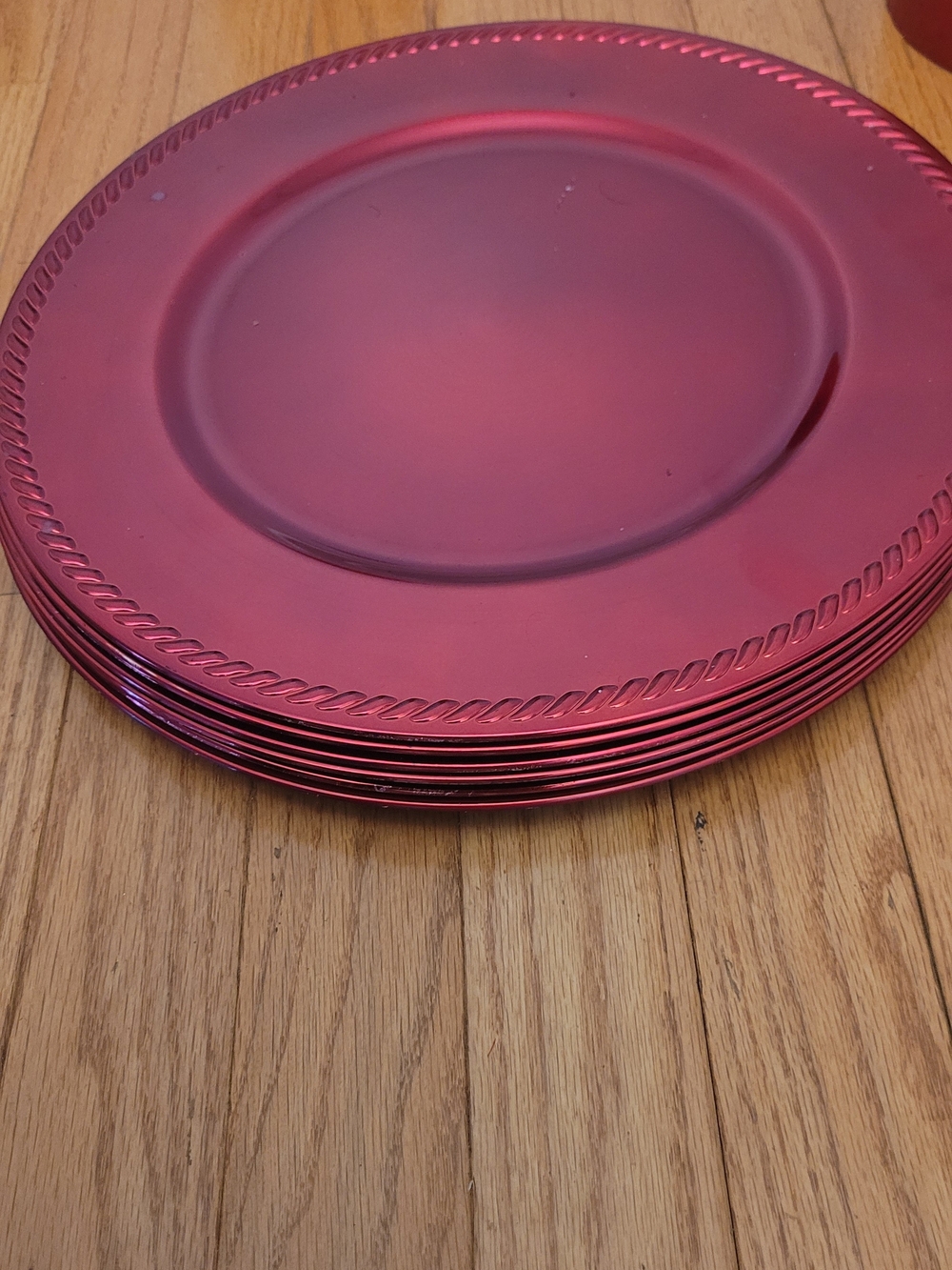 Set of 6 Metallic Red Charger Plates